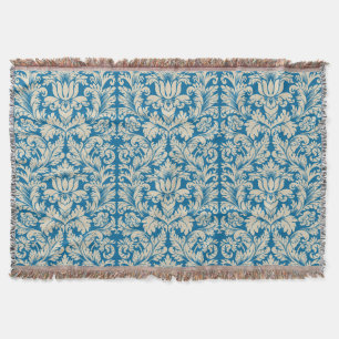Cobertor Damascos florais 8 do vintage azul e bege