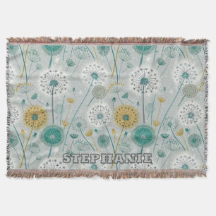 Cobertor Dandelion Whimsical - Amarelo, Branco e Teal