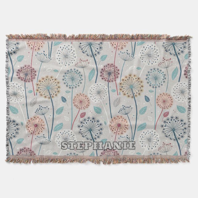 Cobertor Dandelion Whimsical - Vermelho, Amarelo, Branco e  (Frente)