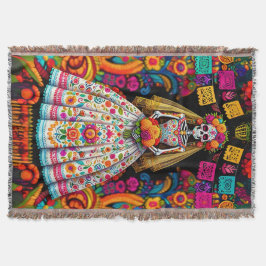 Cobertor Day of the Dead Wedding Skeleton Bride