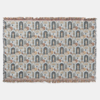 Cobertor de Arremesso Arcos Boho Moderno Azul Nebu