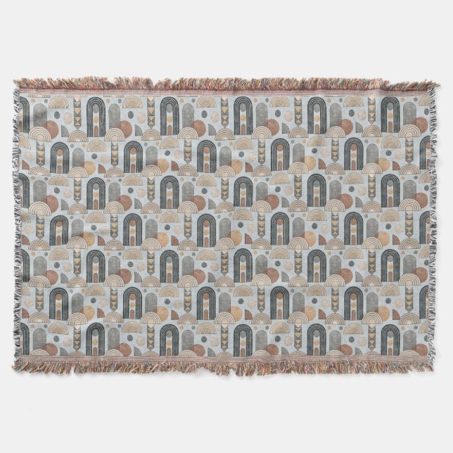 Cobertor de Arremesso Arcos Boho Moderno Azul Nebu (Frente)