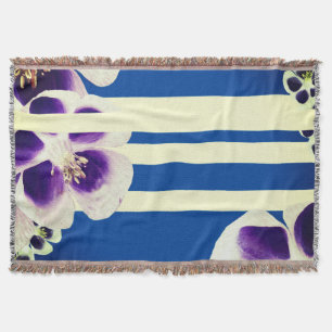 Cobertor de Arremesso de Linhas, Azul e Flores