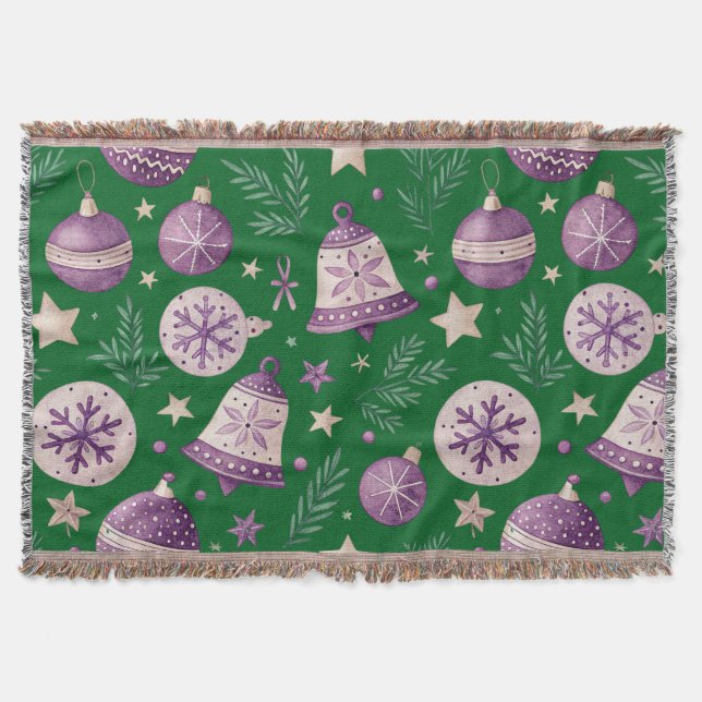 Cobertor de Arremesso Elegantes Sininhos de Natal  (Frente)
