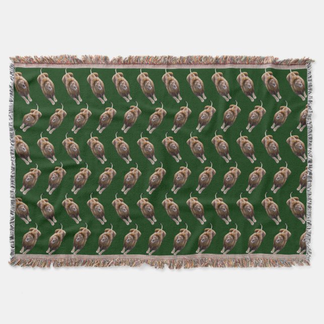 Cobertor de Arremesso Frenesi de Leão (Verde Escur (Frente)