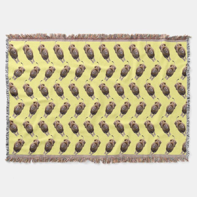Cobertor de Arremesso Leão Frenesi (Amarelo) (Frente)