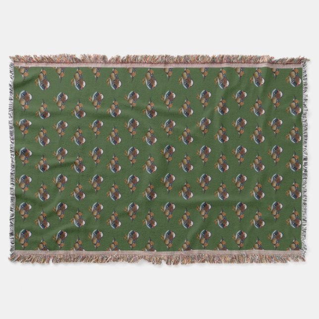Cobertor de Arremesso Mandarin Frenzy (Verde Escur (Frente)