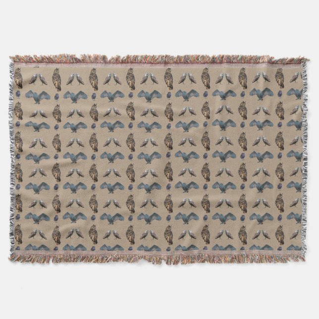 Cobertor de Arremesso Owl Frenzy (Bege) (Frente)