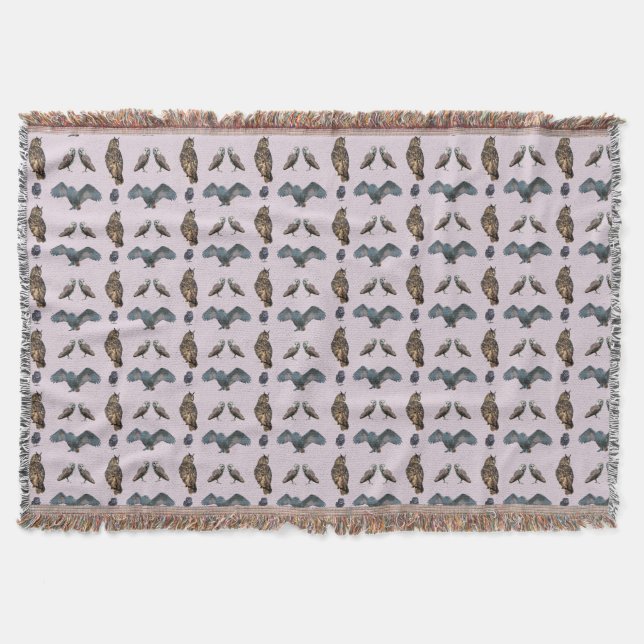 Cobertor de Arremesso Owl Frenzy (Rosa Empoeirado) (Frente)