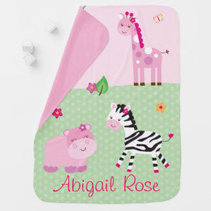Cobertor De Bebe Animal cor-de-rosa da selva