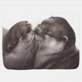 Cobertor De Bebe Arte de Lontras Beijando - Design de Vida Selvagem