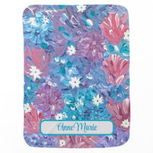 Azul liso Floral Bebê Floral Blanket