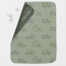 Baby Boy Construction Vehicle Sage Green Boho Name