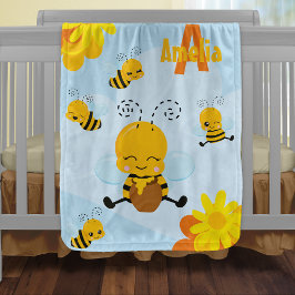 Cobertor De Bebe Bumble Bee Feliz e Bonita com Flores