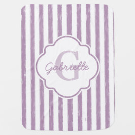 Cobertor De Bebe Chic Purple Stripes Monograma e Nome Pintados