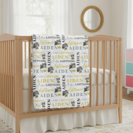 Cobertor De Bebe Collage Name Super Herói Baby Boy's