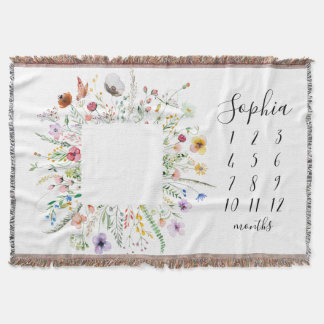 Cobertor de Bebê com Flores Silvestres Tecidas par