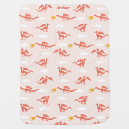 Cobertor De Bebe Cute Dragon Pattern Kids Name Fleece Blanket