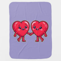 Cute Heart Characters Holding Hands