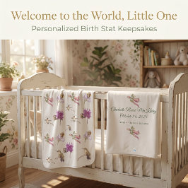 Cobertor De Bebe Estatísticas de Nascimento do Bebê Floral Beija-fl