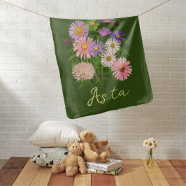 Cobertor De Bebe Floral Baby Blanket cor-de-rosa Asters nome do beb