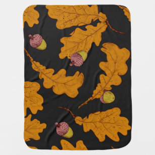 Cobertor De Bebe Folhas de carvalho, bolotas, padrão de outono