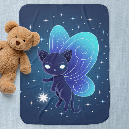 Cobertor De Bebe Gato Pixie - Gatinho das Asas Fadas em Azul