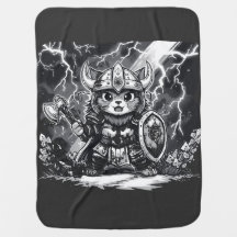 Guerreiro Épico de Gato Viking com Machado e Escud