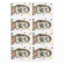 Hedgehog Woodland Themed Baby Blanket