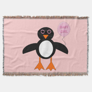 Cobertor de Bebê Menina Rosa Fofa de Pinguim