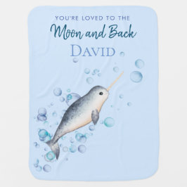 Cobertor De Bebe Menino do Oceano Cento Narwhal e bolhas Baby Blank