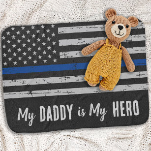 Cobertor De Bebe Meu Pai é Meu Herói - Thin Blue Line Policial Baby