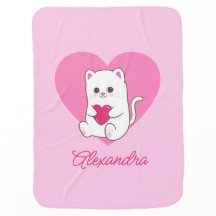 Nome de Gato de Coração Rosa Kawaii Cute Personali