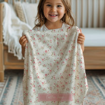 Nome Personalizado Floral do Vintage Rosa