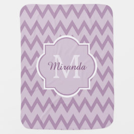 Cobertor De Bebe Nome roxo na moda e monograma do bebê de Chevron