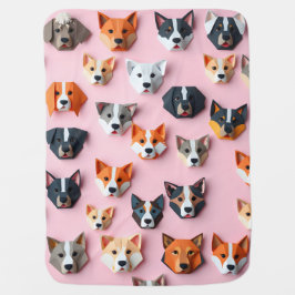 Cobertor De Bebe Origami Dog Pink Baby Blanket