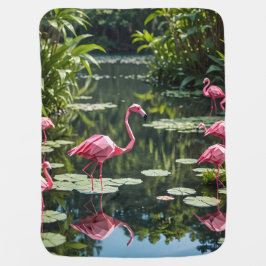 Cobertor De Bebe Origami Flamingo
