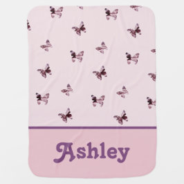 Cobertor De Bebe Padrão de Borboleta Rosa Roxo Menina Bebê