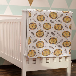 Cobertor De Bebe Padrão de Leão Selvagem com Nome do Bebê