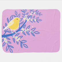 Pássaro Amarelo Ilustrado em um Fundo Rosa