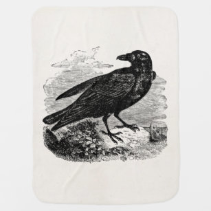 Cobertor De Bebe Pássaros retros dos corvos do gótico da silhueta