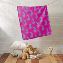 Pink & Blue Modern Cheetah Padrão Baby Blanket