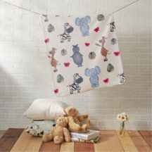 Playful Safari Animal Baby Blanket (v.1)