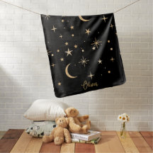 Preto Celestial Personalizado e Dourado cobertor d