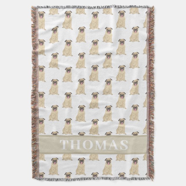 Cobertor de Bebê Pug Personalizado (Frente Vertical)