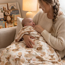 Reversible Vintage Woodland Fawn Personalized Baby