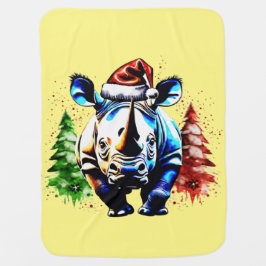 Cobertor De Bebe Rinoceronte fofo de Natal