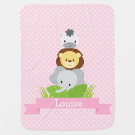Cobertor De Bebe Rosa da cobertura do bebê da selva personalizado
