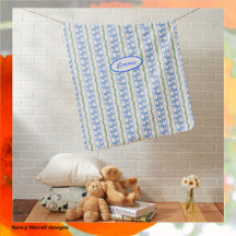 Scandi Blue Birds Nórdico Stripe Red Yellow Flower