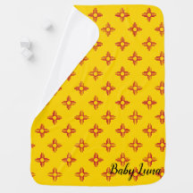 Símbolo Zia Red e Yellow Custom Name Baby Blanket